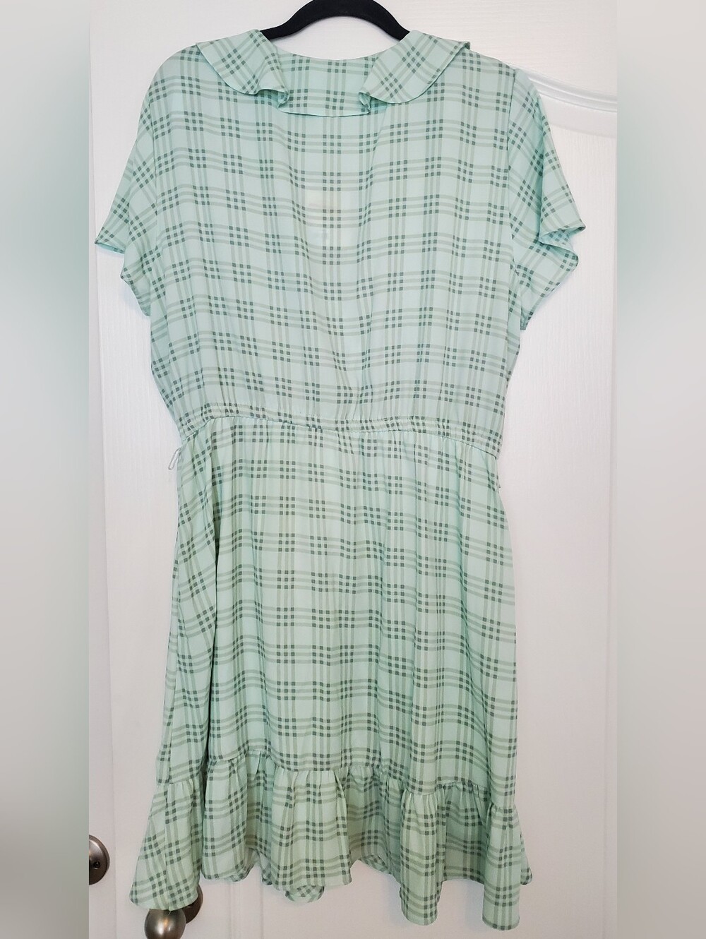 Lauren Conrad Light Green Plaid Mock Ruffle Wrap Dress XL - Picture 4 of 5